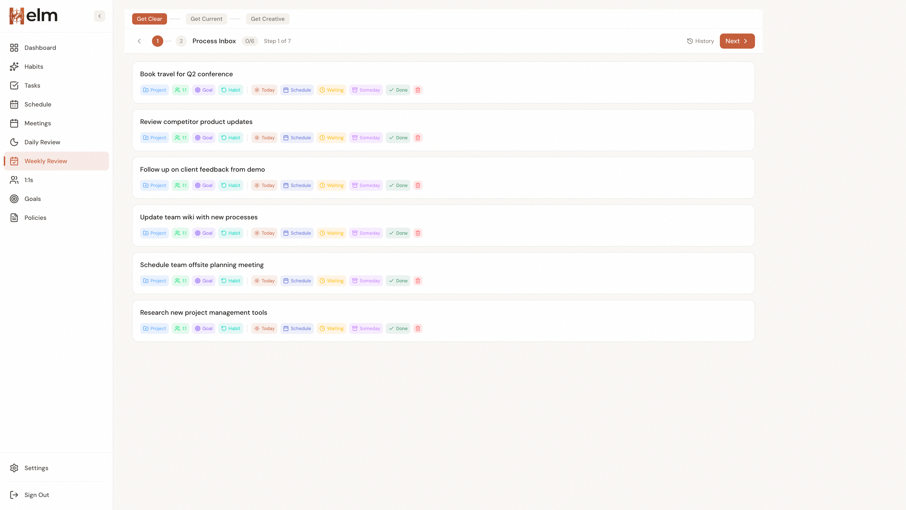 Weekly Review in Helm
